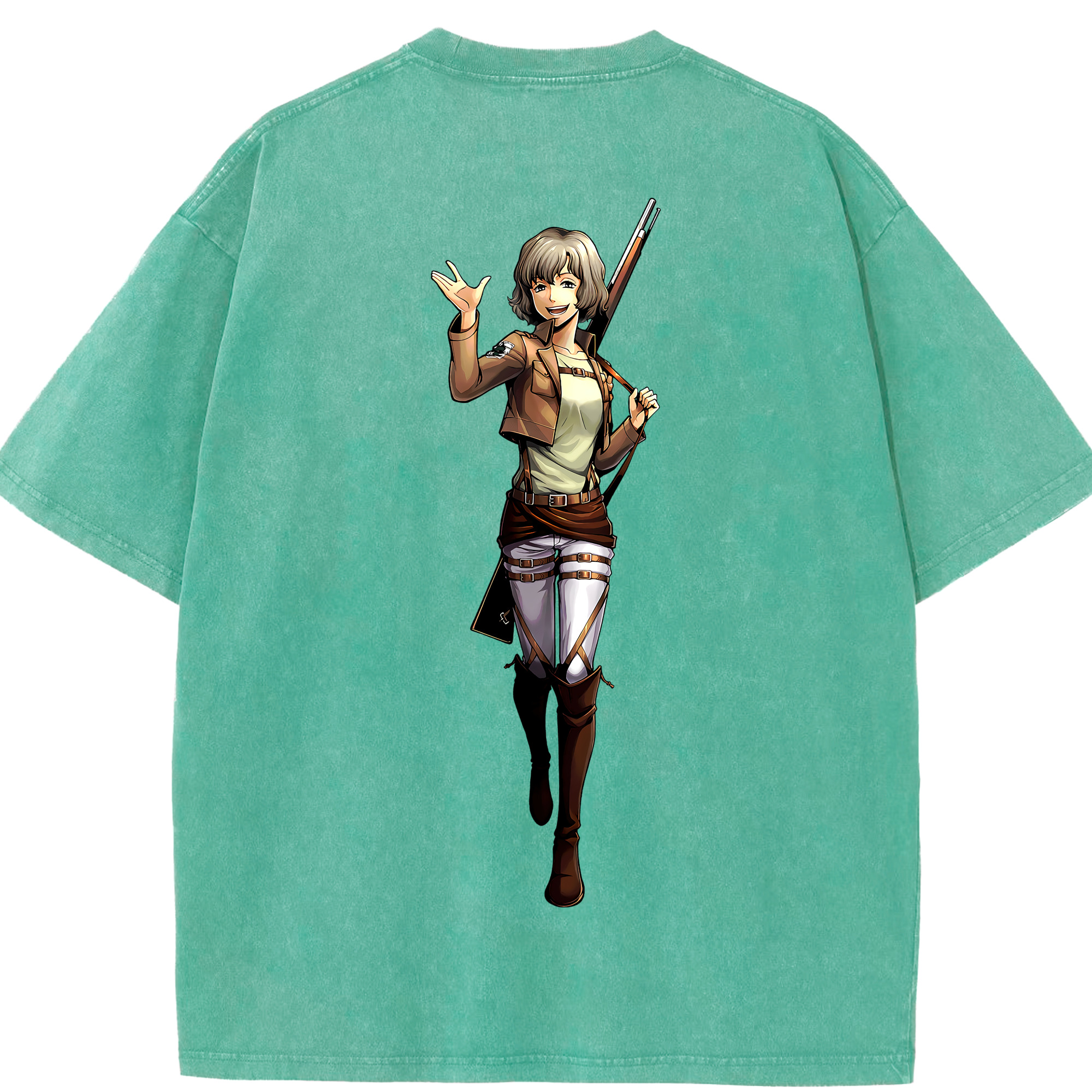 （画像用） 進撃の巨人 ヒツチ Attack on Titan Hitch 綿100% ヴィンテージ風 半袖Tシャツ（背面プリント）